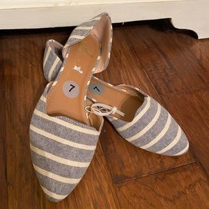 Report Blue and White Striped Flats